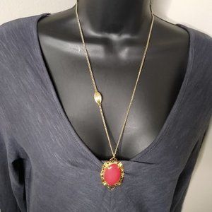 Vintage Red Pendant Necklace 23.5 Inches